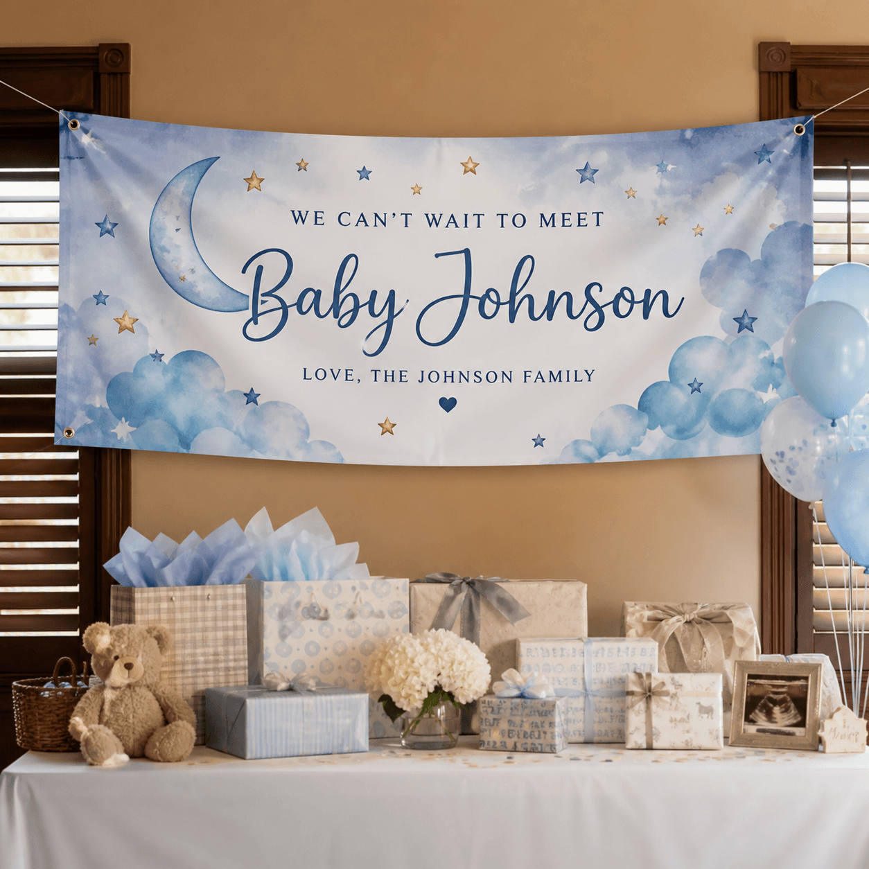 Baby Shower Banners photorealistic celebration product mockup 1