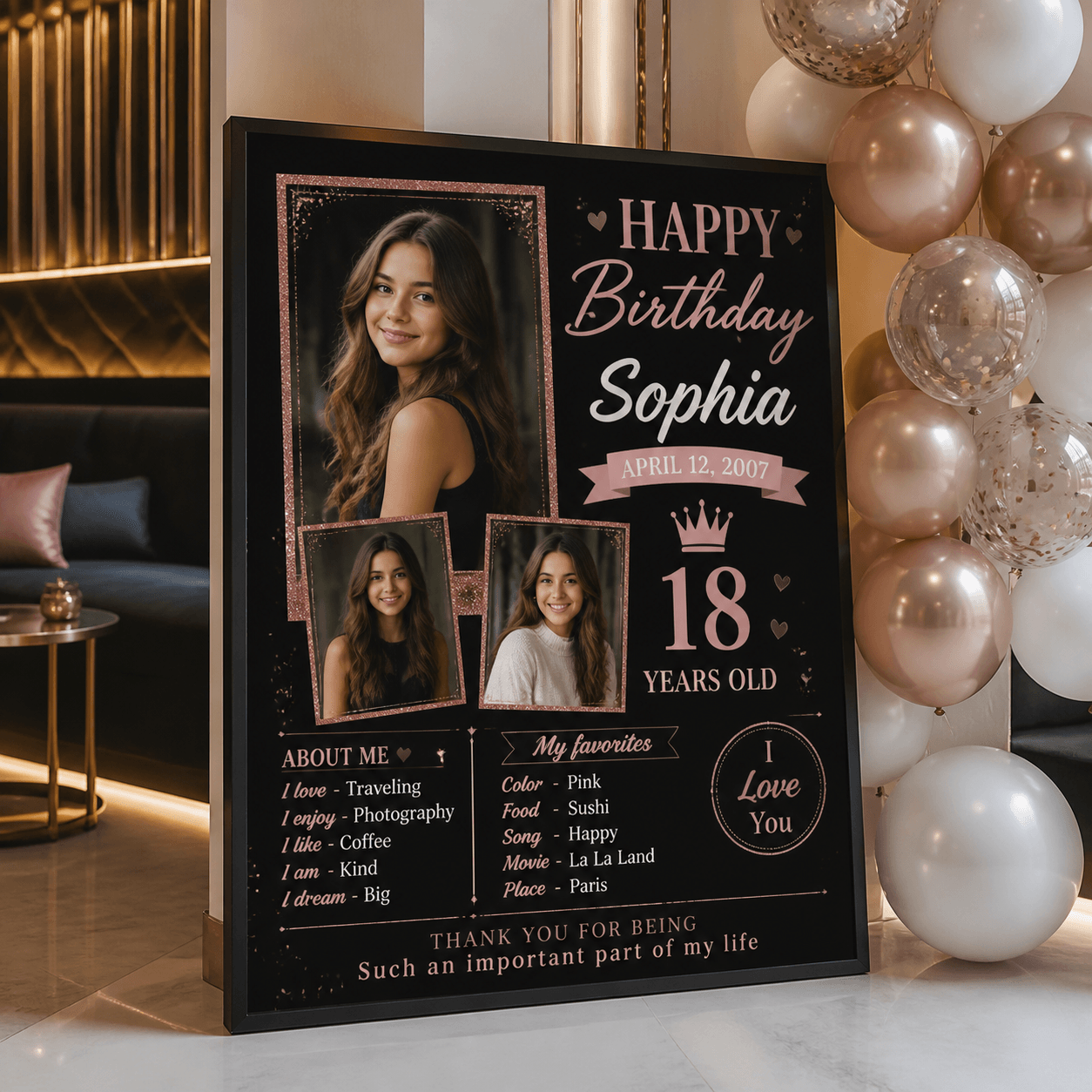 Birthday Posters photorealistic celebration product mockup 1