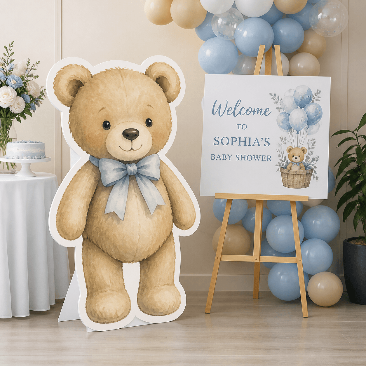 Life-Size Baby Shower Cutouts photorealistic celebration product mockup 1