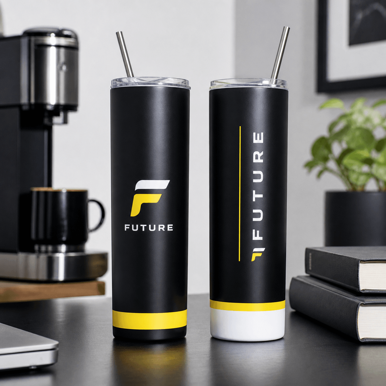 Custom Skinny Tumblers photorealistic promotional product mockup 1