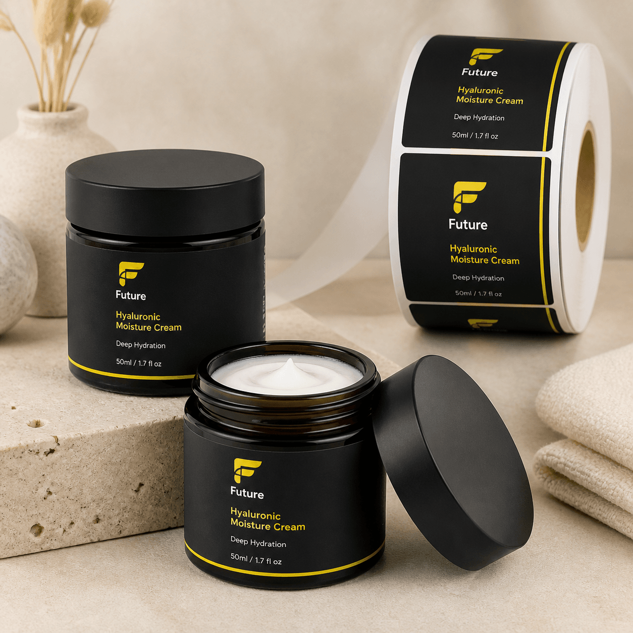 Matte Vinyl Labels photorealistic label and sticker product mockup 1