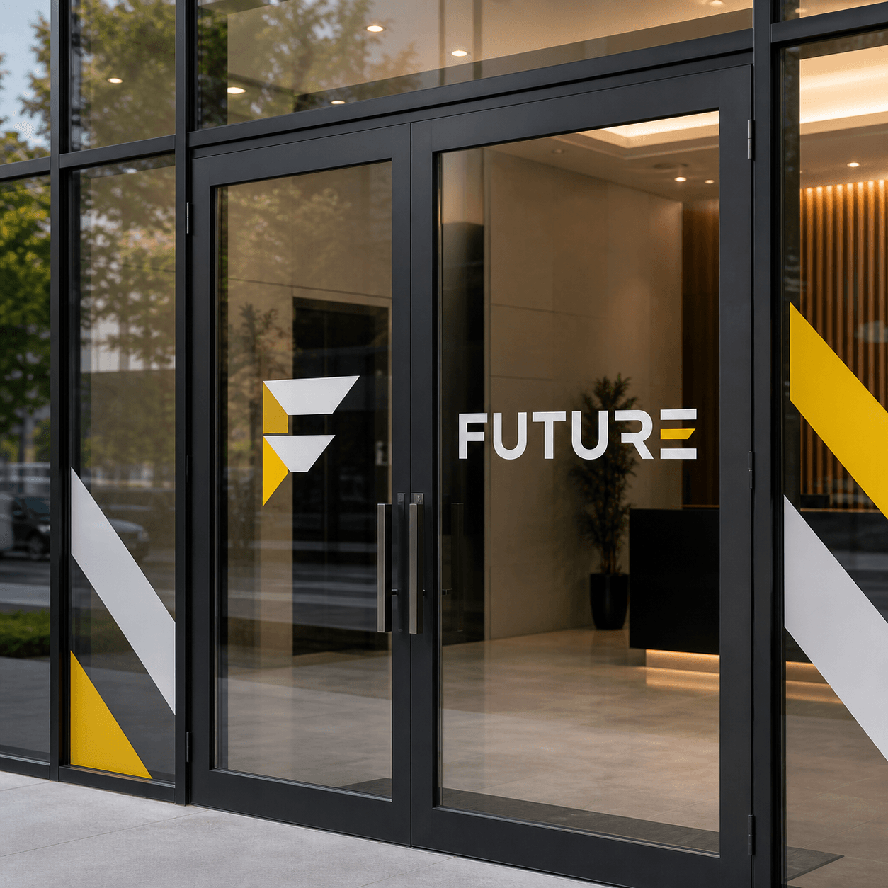Window Vinyl photorealistic label and sticker product mockup 1