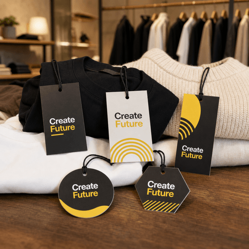 Custom Tags photorealistic product mockup