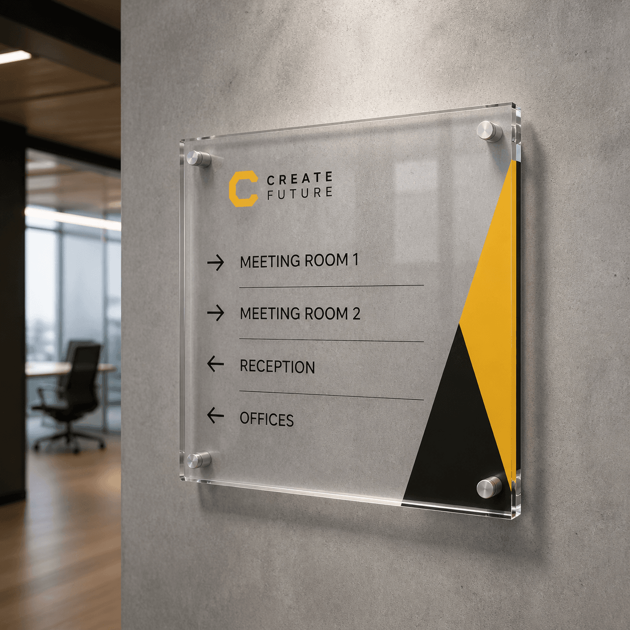 Acrylic Wall Signs photorealistic product mockup 1