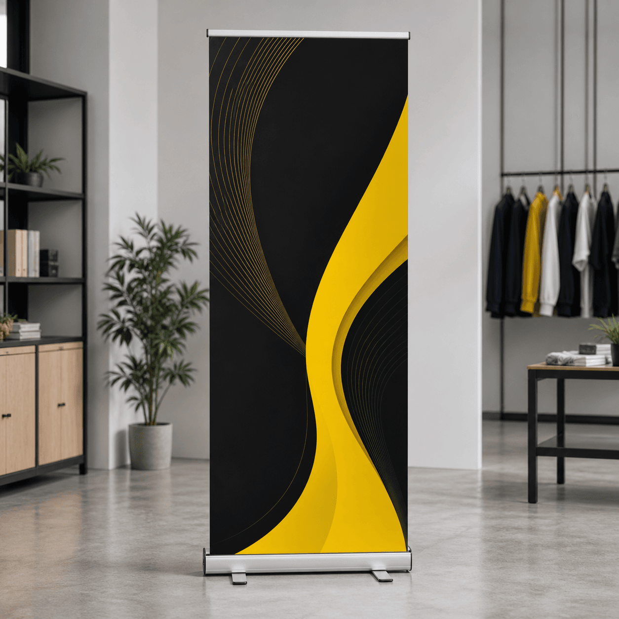 Economy Retractable Banner (Roll Up) photorealistic product mockup 1