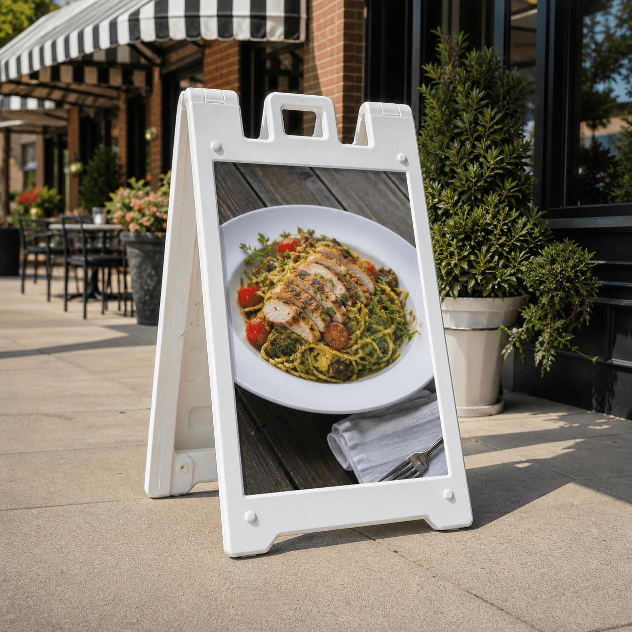 Plastic A-Frame Signs photorealistic product mockup 1