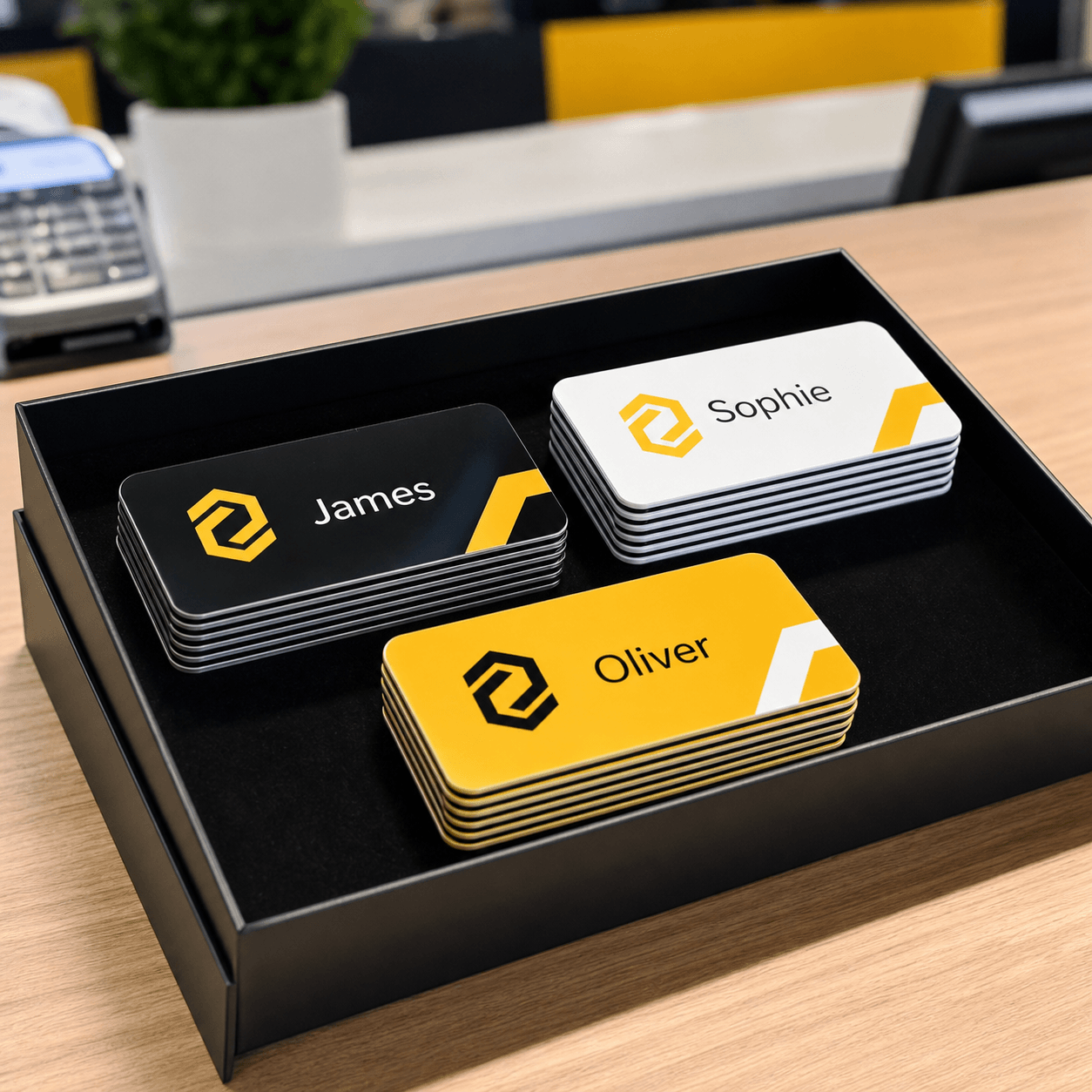Printed Name Tags photorealistic product mockup 1