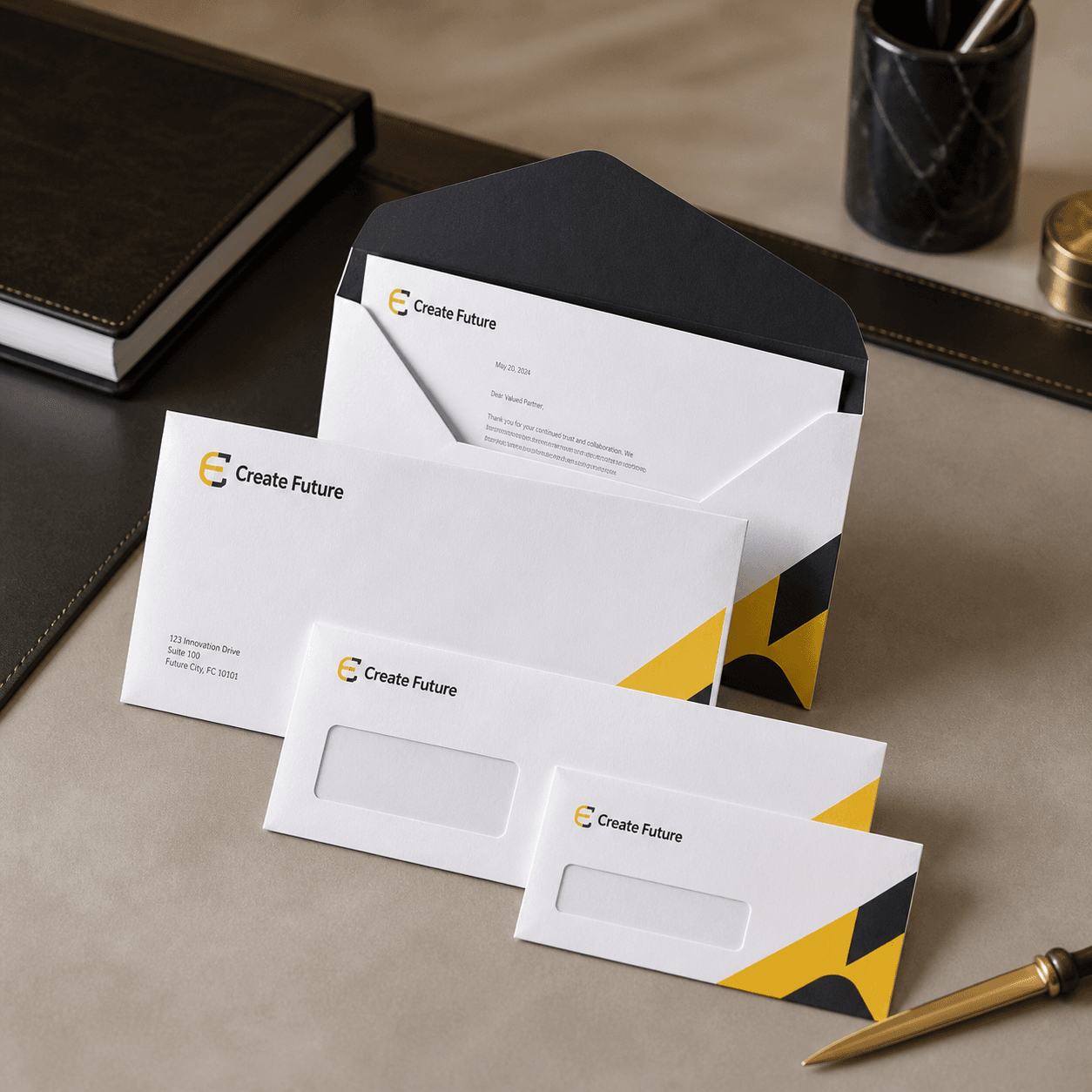 Envelope Printing photorealistic product mockup 1