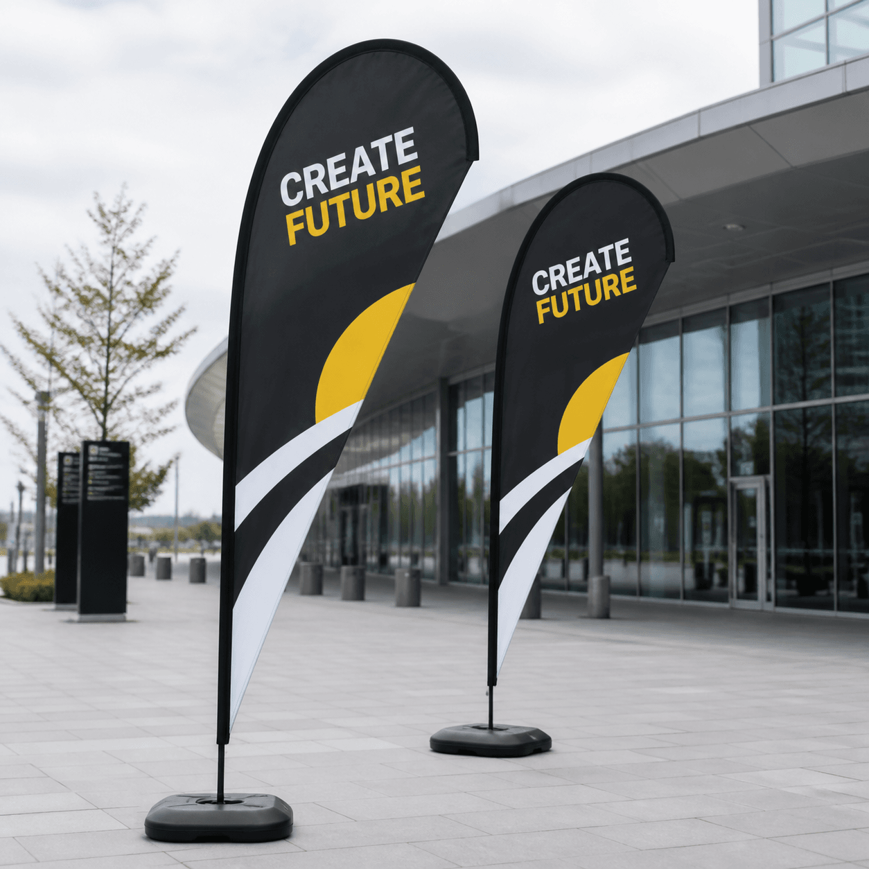 Teardrop Flags photorealistic trade show product mockup 1