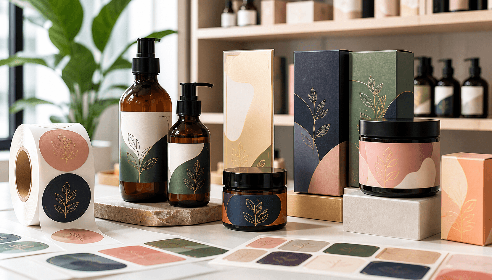 Custom labels and stickers on branded packaging