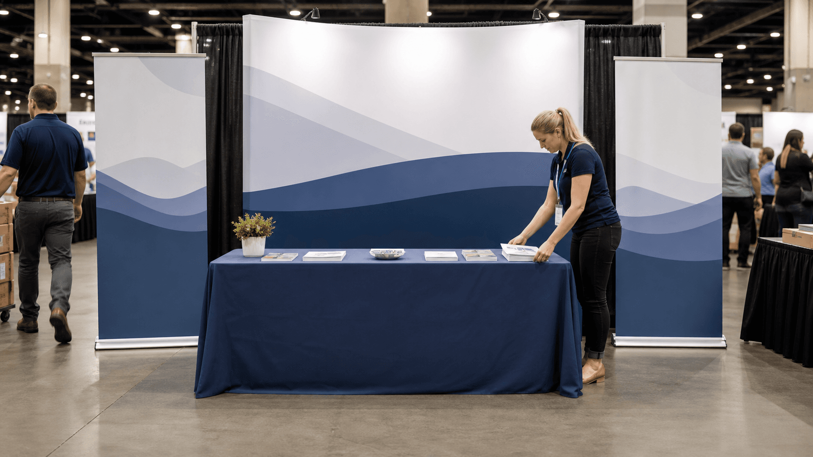 Professional trade show display setup