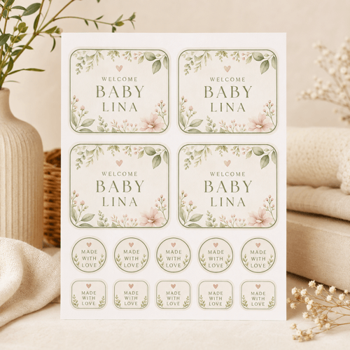 personalized baby shower labels — hero