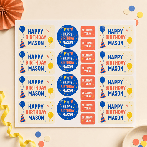 personalized birthday labels — hero