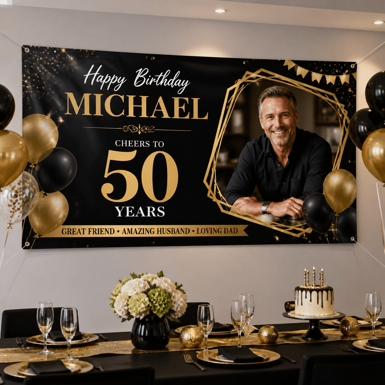 Birthday Banners photorealistic celebration product mockup 1