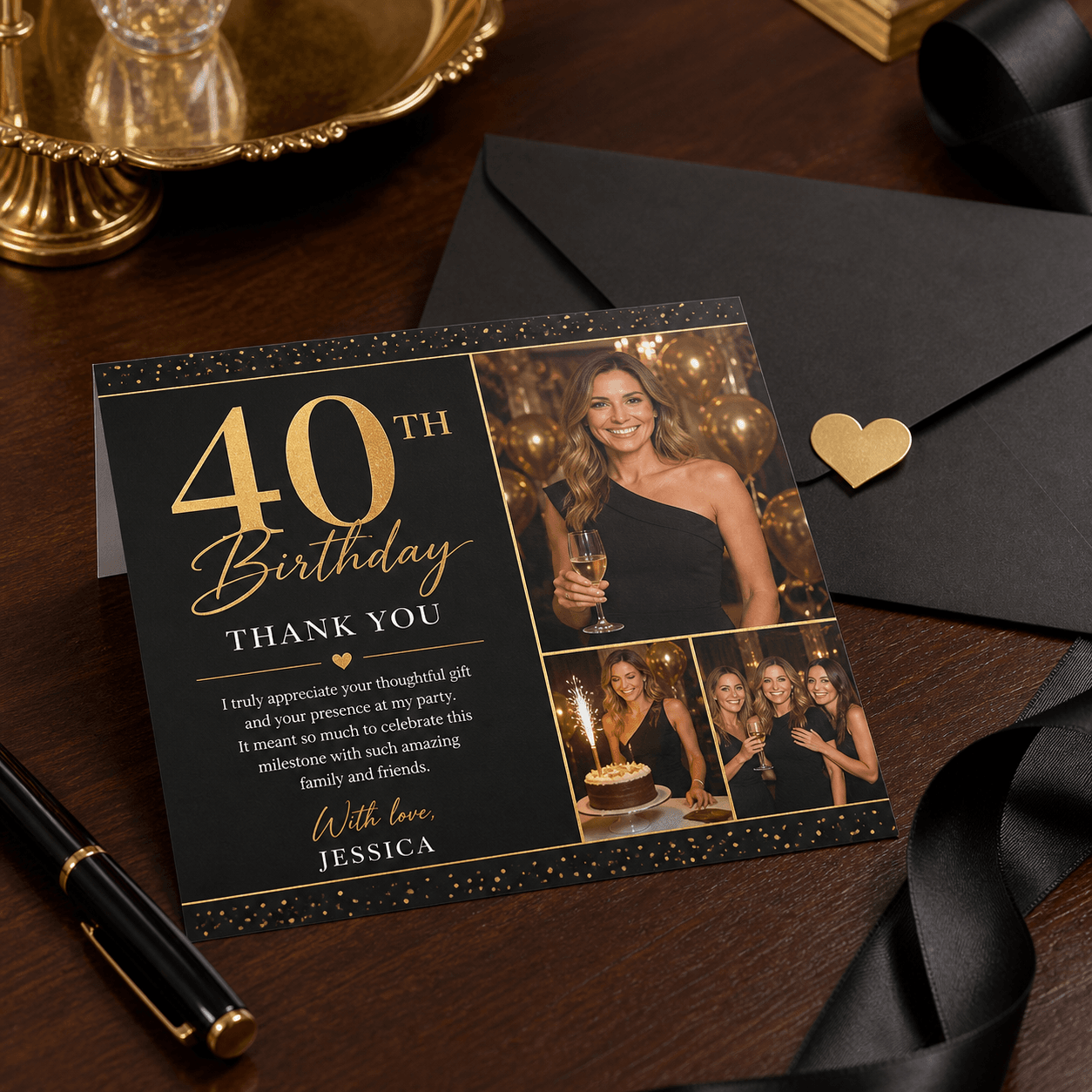 Birthday Thank You Cards photorealistic celebration product mockup 1