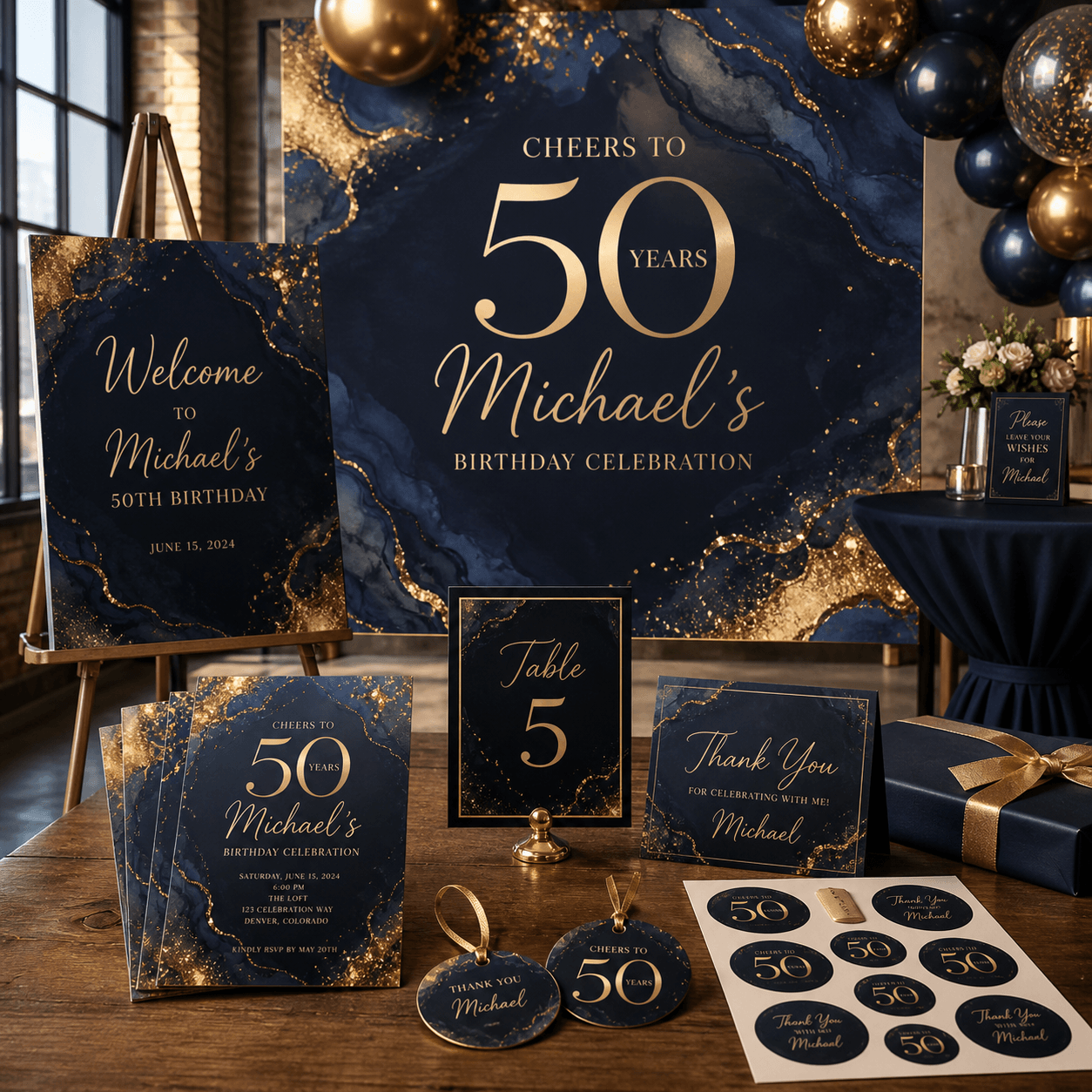 Custom Birthday Theme Package photorealistic celebration product mockup 1