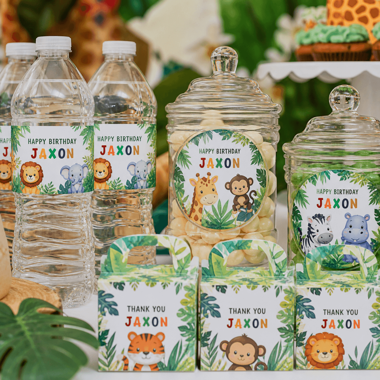 Personalized Birthday Labels photorealistic celebration product mockup 1