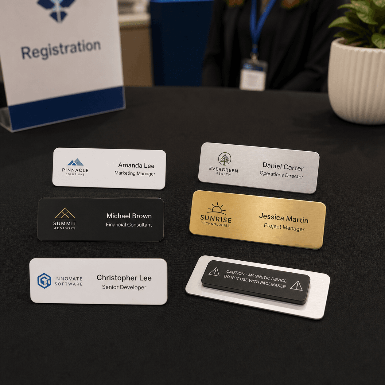 Printed Name Tags photorealistic promotional product mockup 1