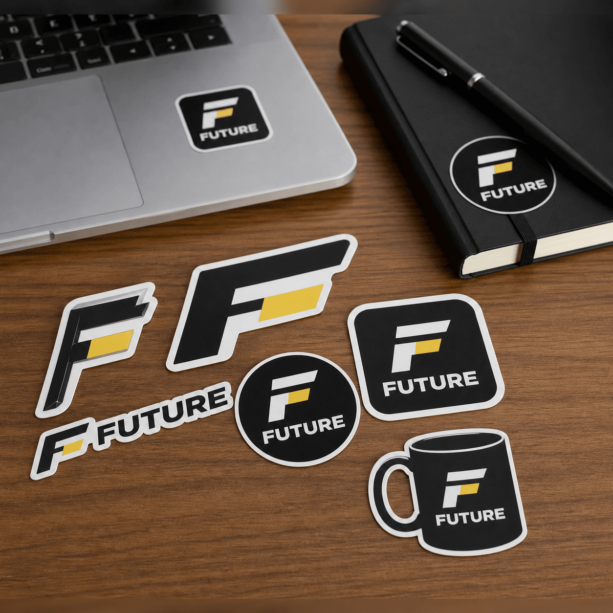 Custom Die-Cut Stickers photorealistic label and sticker product mockup 1