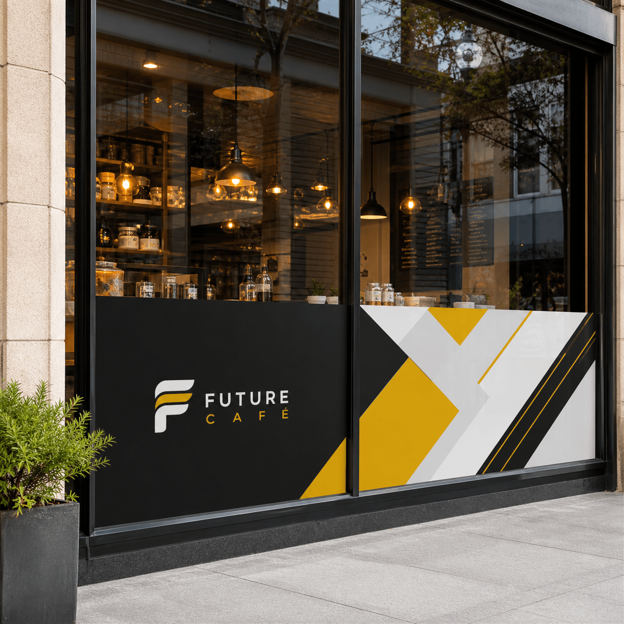 Window Vinyl photorealistic label and sticker product mockup 1