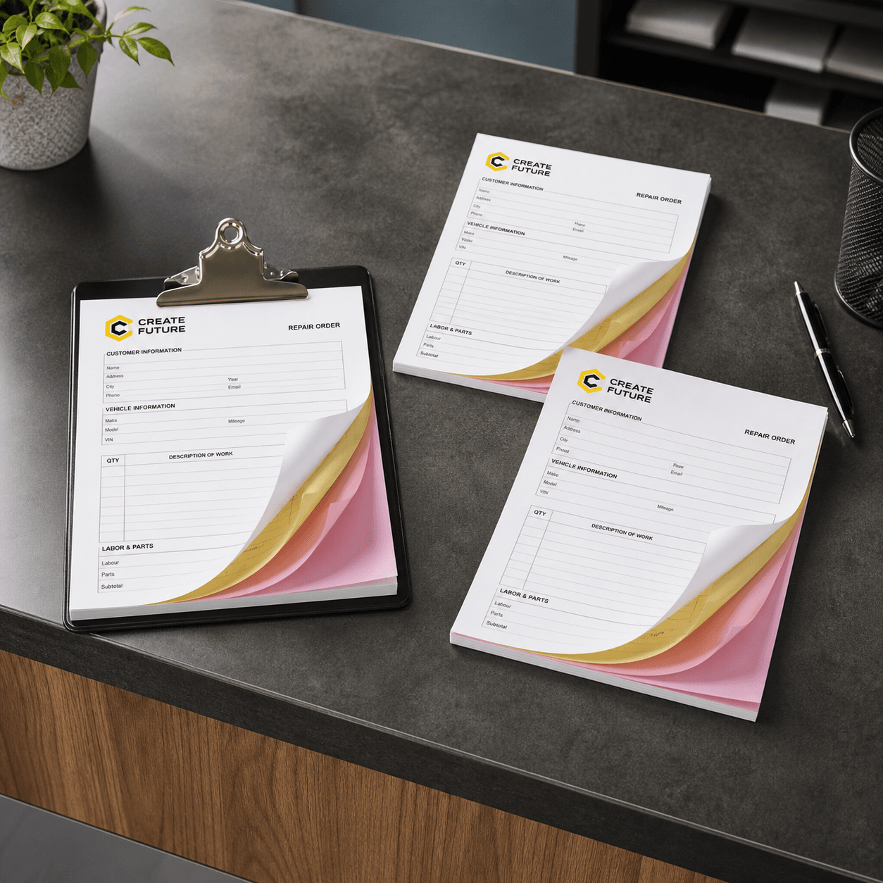 Carbonless NCR Forms photorealistic product mockup 1