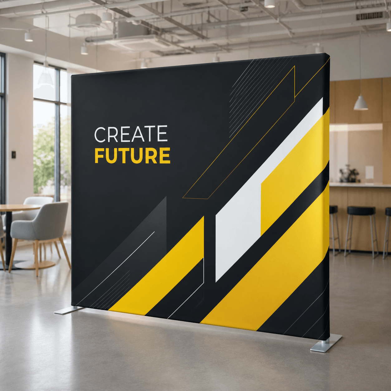 8 ft Straight Tension Fabric Backdrop photorealistic trade show product mockup 1