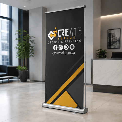 (Retractable Banner) Economy roll up banner product hero